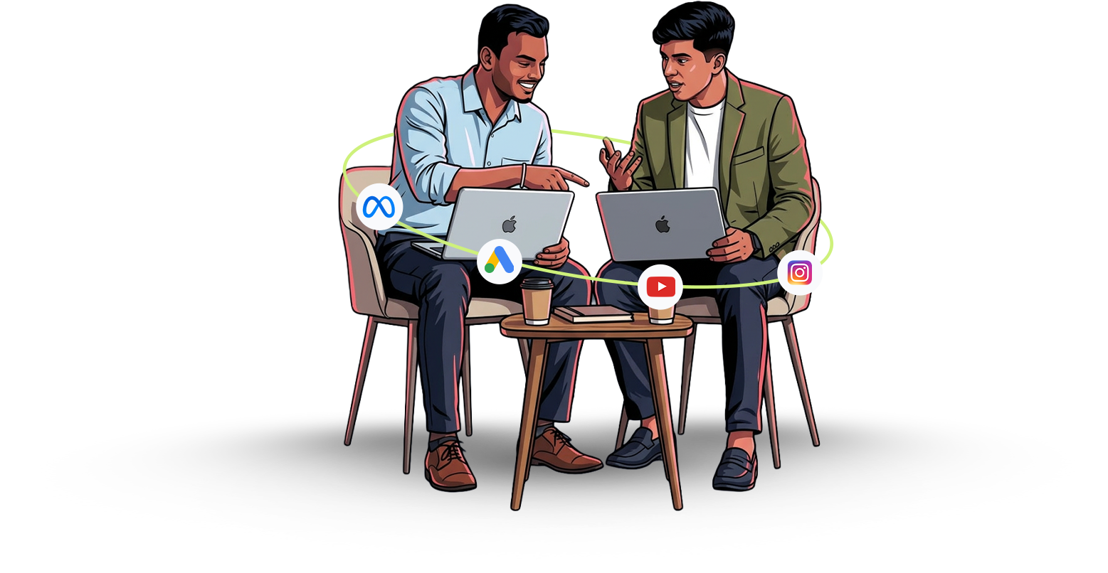 Two people working on laptop